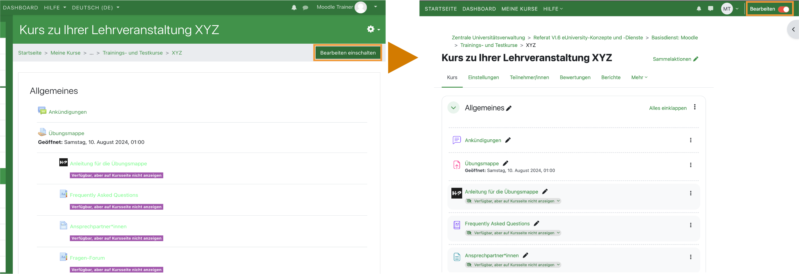 Screenshot der neuen Bearbeiten-Schaltfläche